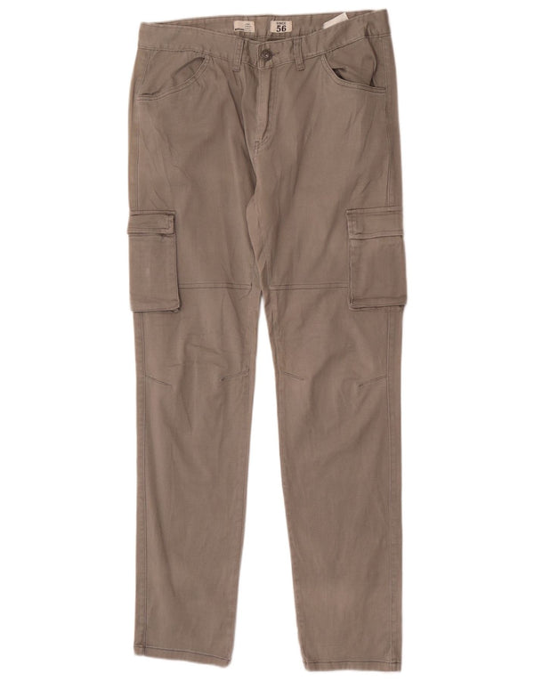 Brugi Mens Slim Cargo Trousers IT 50 Large W34 L34 Grey Cotton