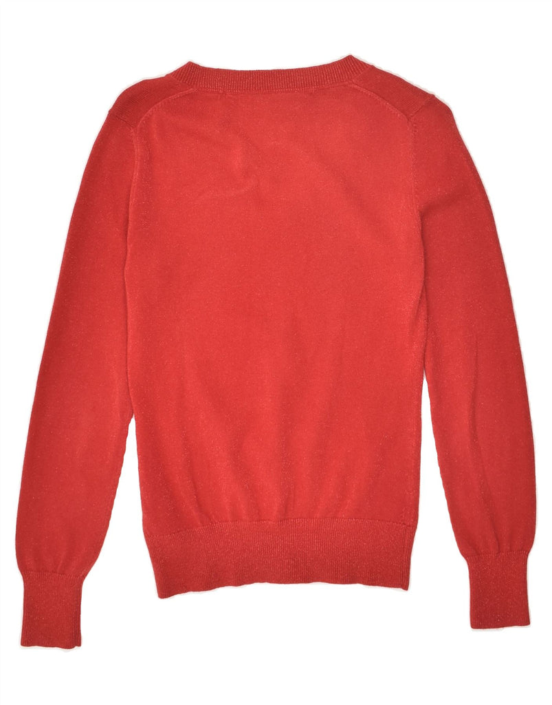 TOMMY HILFIGER Womens V-Neck Jumper Sweater UK 8  Small Red Cotton | Vintage Tommy Hilfiger | Thrift | Second-Hand Tommy Hilfiger | Used Clothing | Messina Hembry 