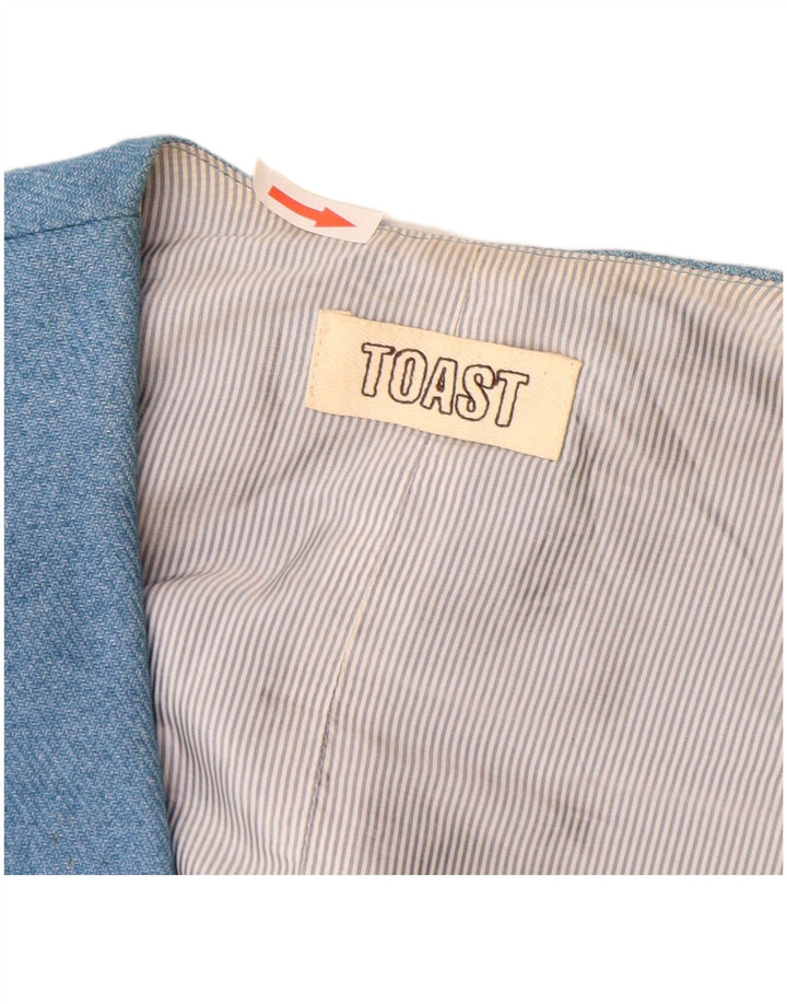 Toast Womens Waistcoat UK 10 Small Blue Cotton