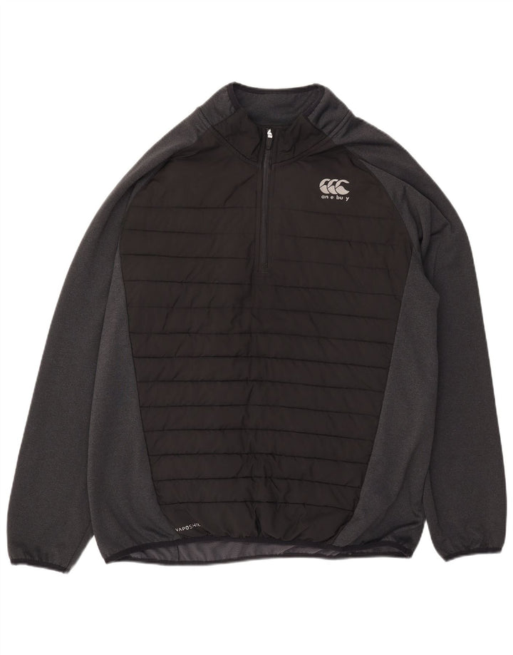 Canterbury Mens Zip Neck Pullover Tracksuit Top XL Black Colourblock