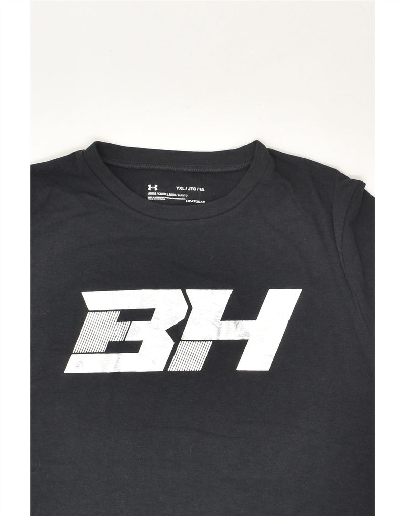 UNDER ARMOUR Boys Heat Gear Graphic T-Shirt Top 13-14 Years XL Grey Cotton | Vintage Under Armour | Thrift | Second-Hand Under Armour | Used Clothing | Messina Hembry 