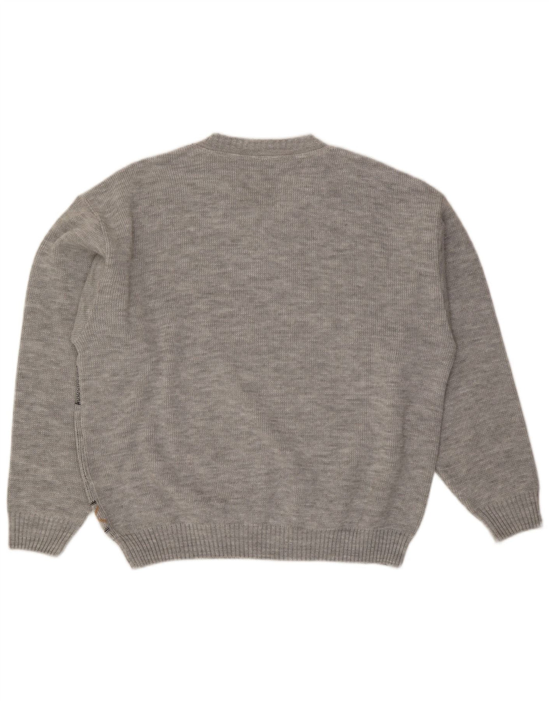 VINTAGE Mens V-Neck Jumper Sweater UK 46/48 2XL Grey Argyle/Diamond