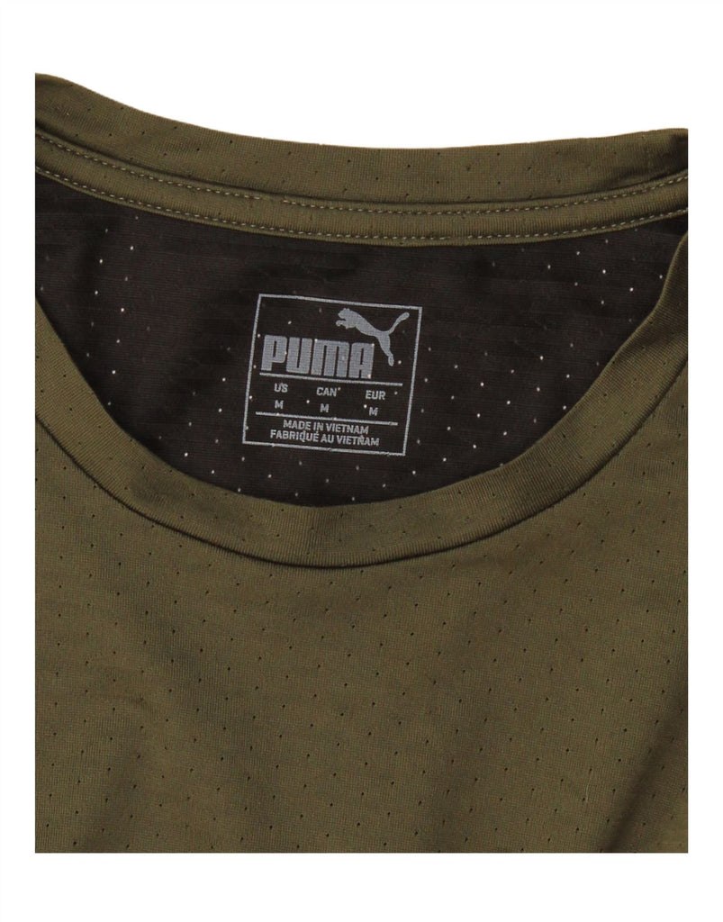 PUMA Mens T-Shirt Top Medium Khaki Colourblock Vintage Puma and Second-Hand Puma from Messina Hembry 
