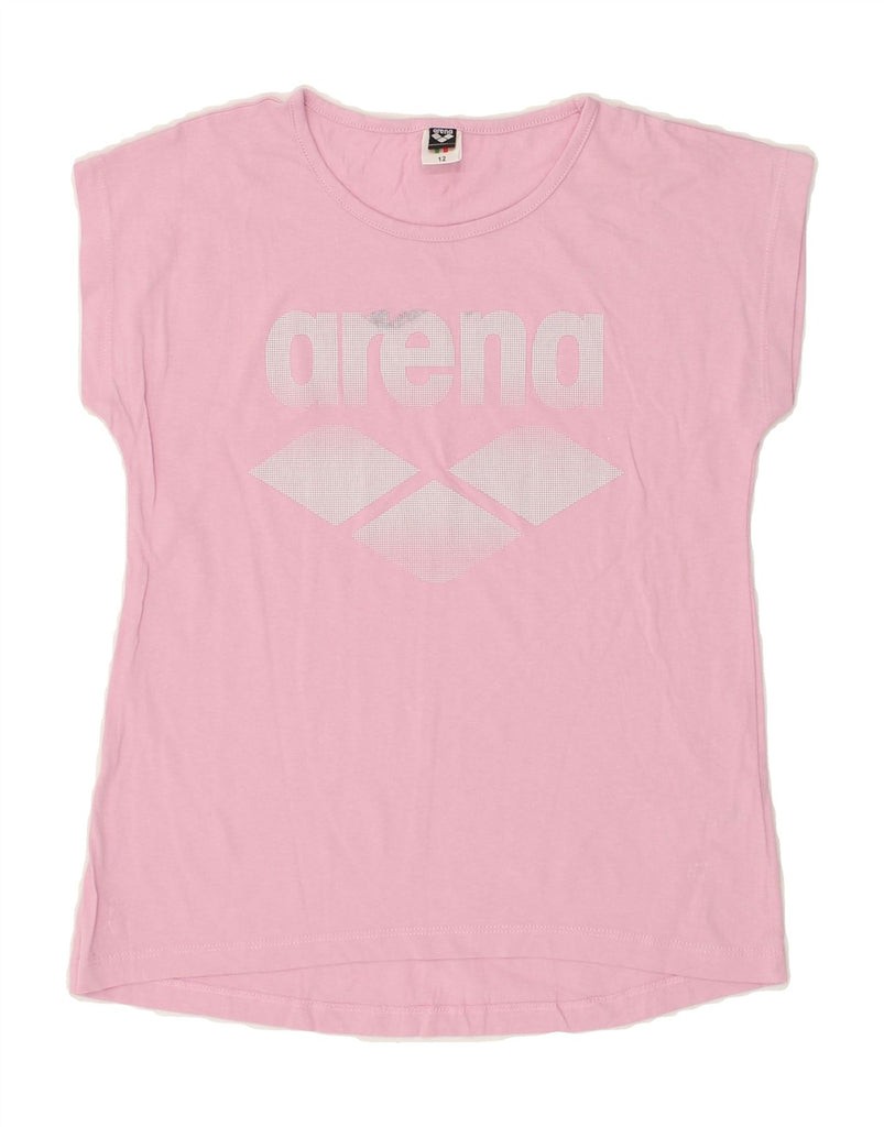 ARENA Girls Graphic T-Shirt Top 11-12 Years Pink Cotton | Vintage Arena | Thrift | Second-Hand Arena | Used Clothing | Messina Hembry 