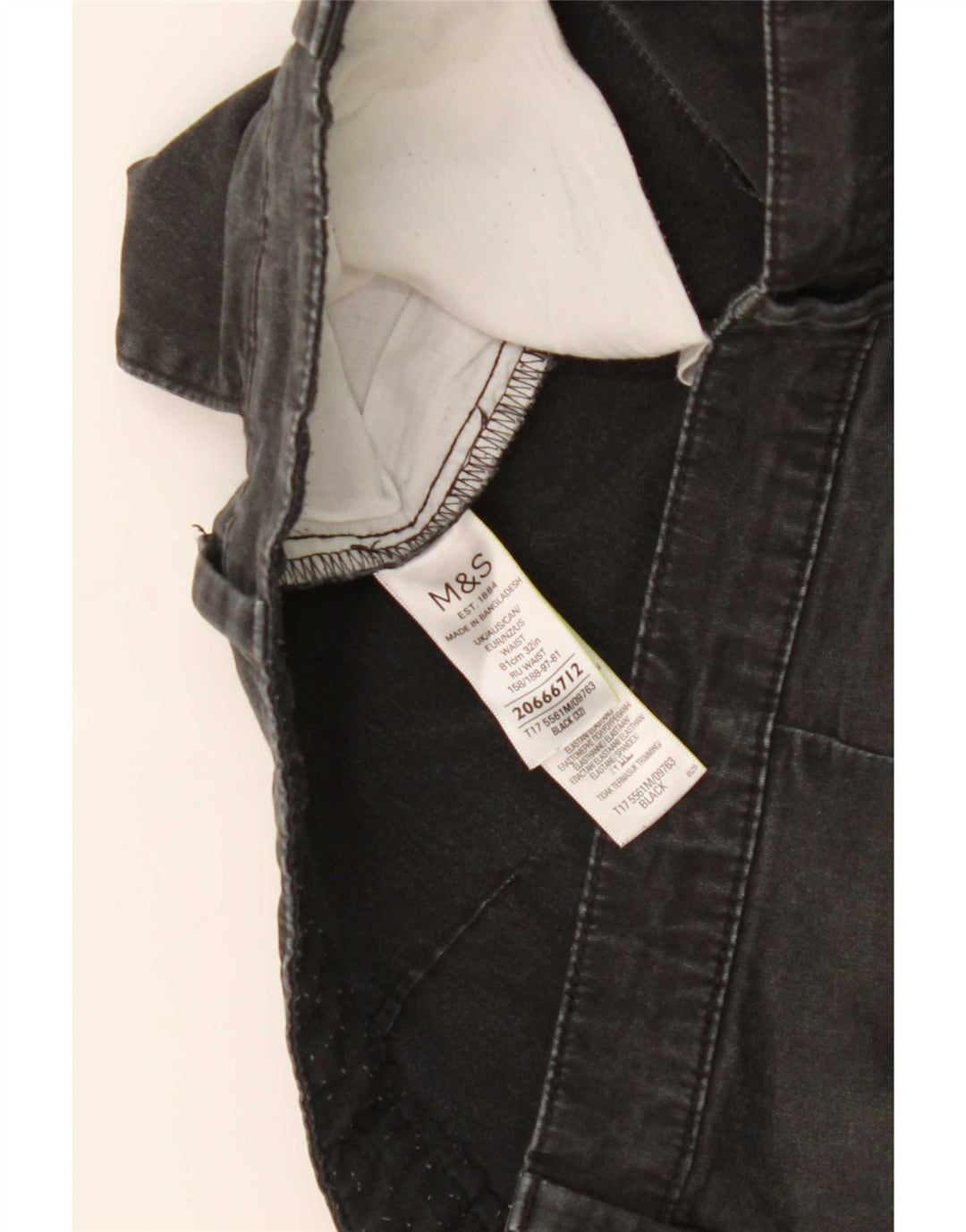 Marks & Spencer Mens Chino Shorts W32 Medium Black Cotton