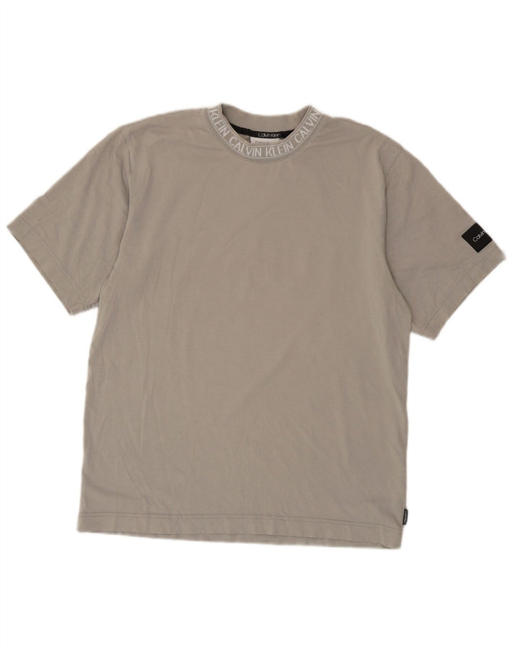 Calvin Klein Mens Graphic T-Shirt Top Medium Grey Cotton