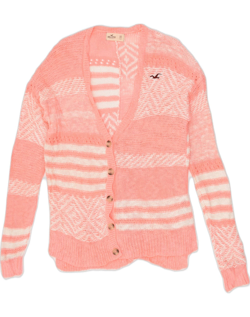 HOLLISTER Womens Loose Fit Crazy Pattern Cardigan Sweater UK 6 XS Pink | Vintage Hollister | Thrift | Second-Hand Hollister | Used Clothing | Messina Hembry 