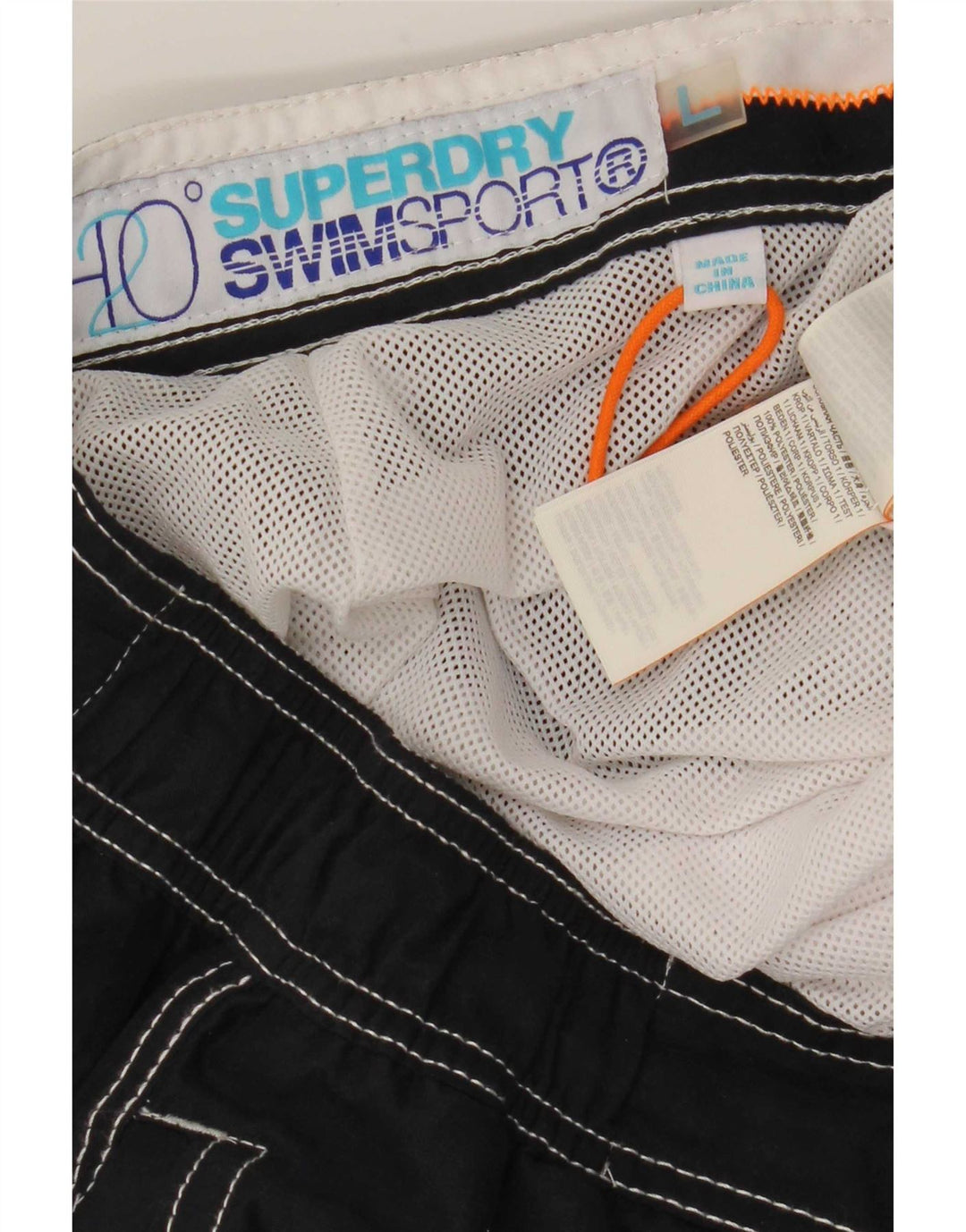 Superdry Mens Graphic Regular Swimming Shorts Large Navy Blue Polyester