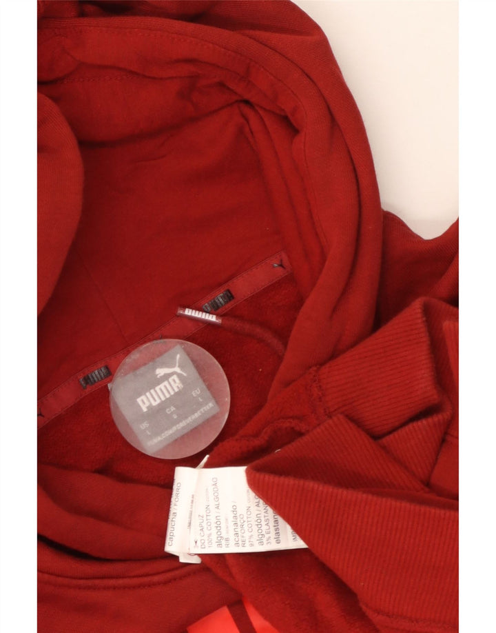 Puma Mens Graphic Hoodie Jumper Large Red Cotton