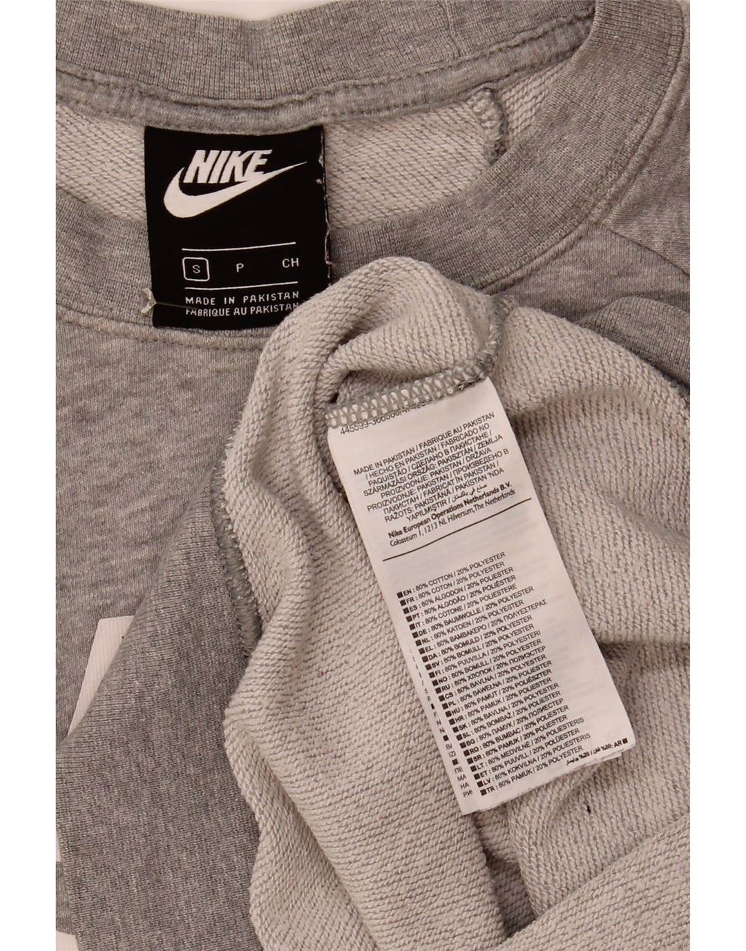 Nike Womens Oversized Graphic Sweatshirt Jumper UK 10 Small Grey Flecked