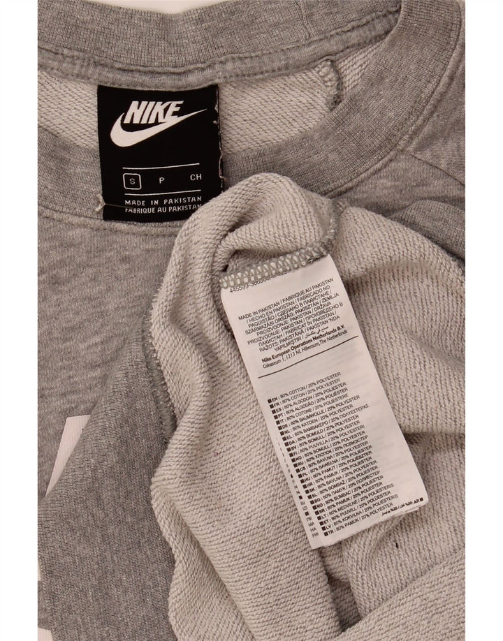 Nike Womens Oversized Graphic Sweatshirt Jumper UK 10 Small Grey Flecked