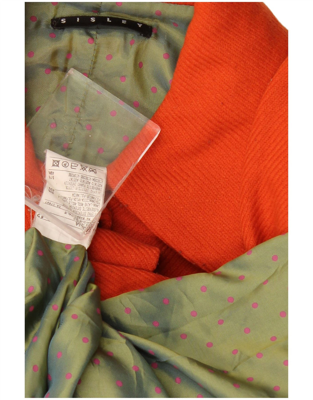 SISLEY Womens Overcoat IT 42 Medium Orange Wool