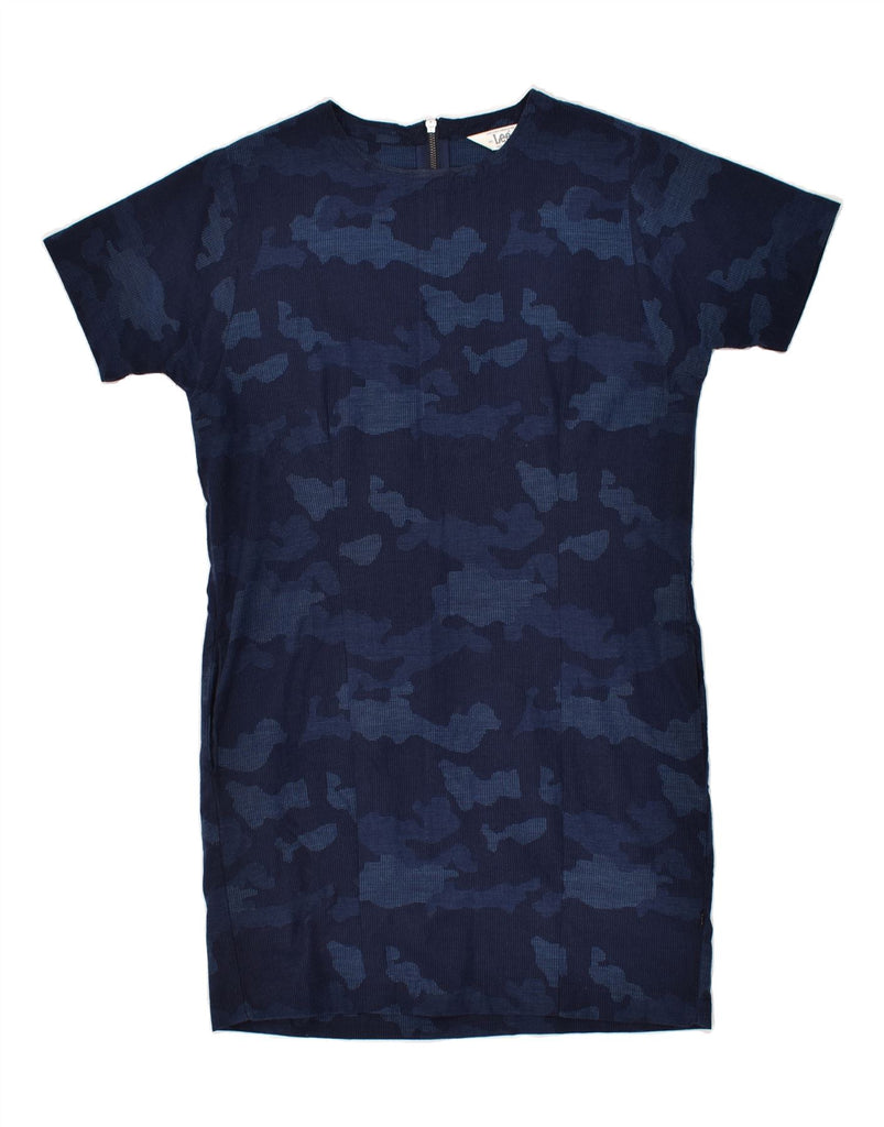 LEE Womens Regular Fit Basic Dress UK 14 Medium Navy Blue Camouflage | Vintage Lee | Thrift | Second-Hand Lee | Used Clothing | Messina Hembry 