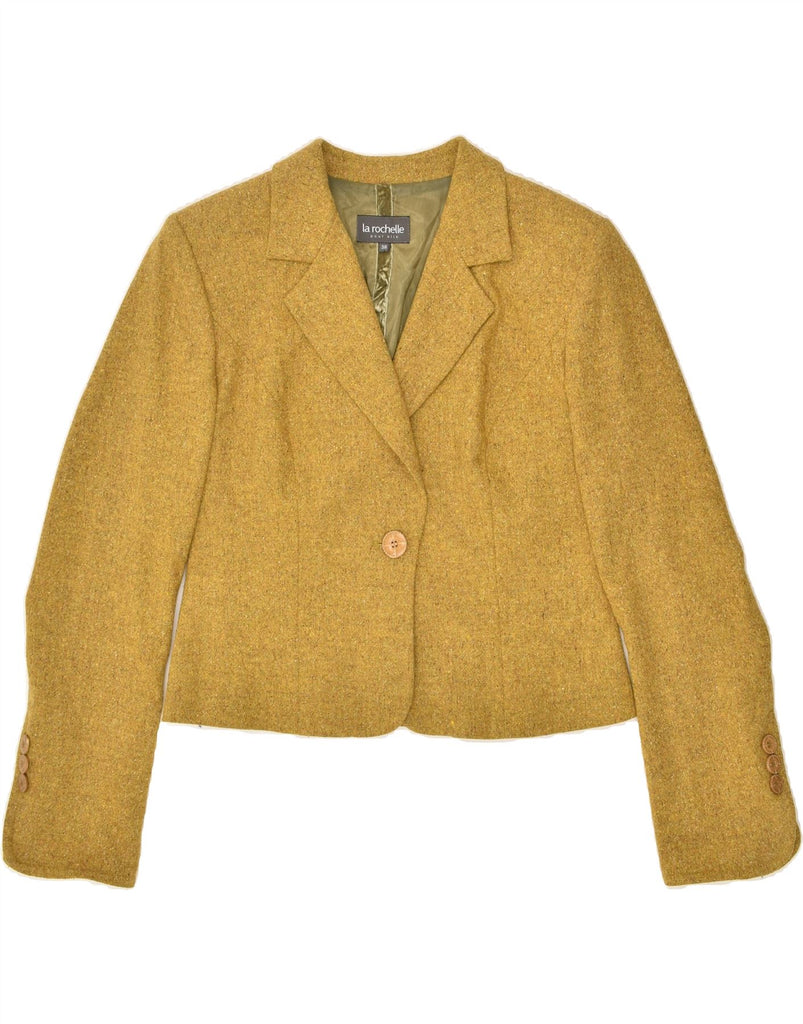 LA ROCHELLE Womens 1 Button Blazer Jacket EU 38 Medium Yellow Wool | Vintage La Rochelle | Thrift | Second-Hand La Rochelle | Used Clothing | Messina Hembry 