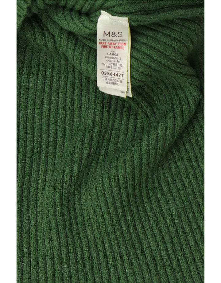 Marks & Spencer Womens Roll Neck Jumper Sweater UK 16 Large Green Viscose