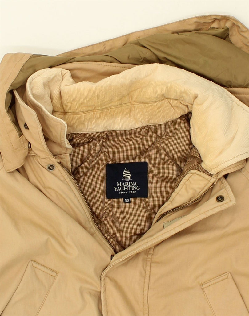 MARINA YACHTING Mens Hooded Windbreaker Jacket IT 50 Large Beige Cotton | Vintage Marina Yachting | Thrift | Second-Hand Marina Yachting | Used Clothing | Messina Hembry 