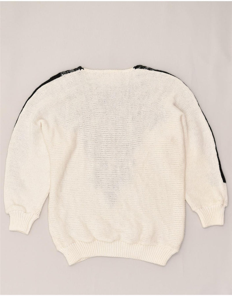 VINTAGE Womens Crew Neck Jumper Sweater UK 22 3XL White Colourblock | Vintage Vintage | Thrift | Second-Hand Vintage | Used Clothing | Messina Hembry 