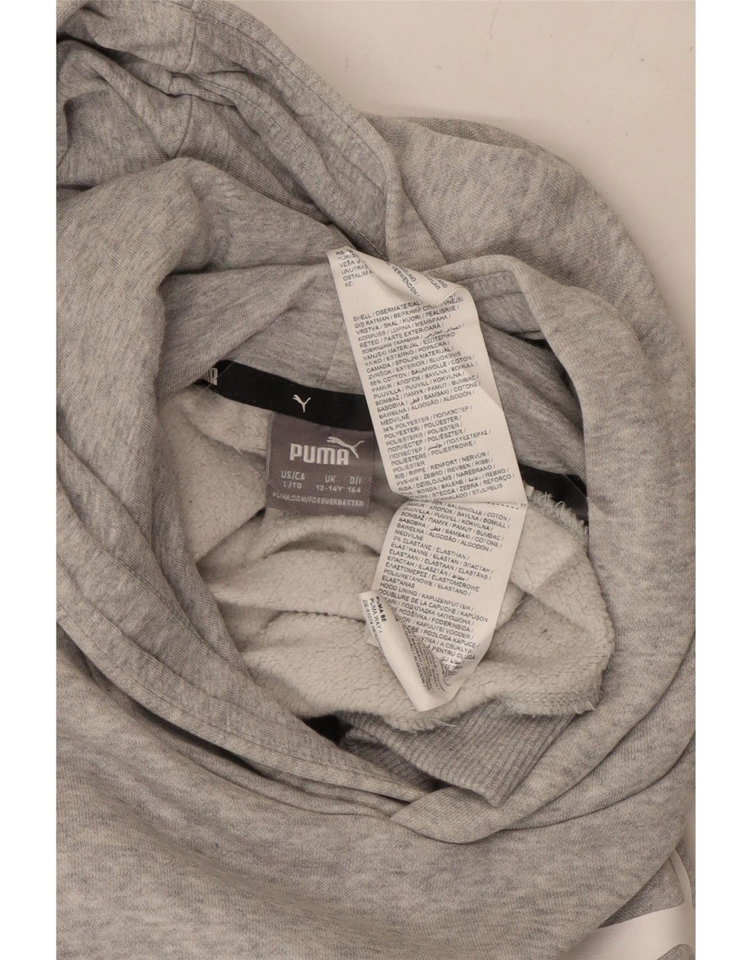 PUMA Boys Graphic Hoodie Jumper 13-14 Years Grey Cotton