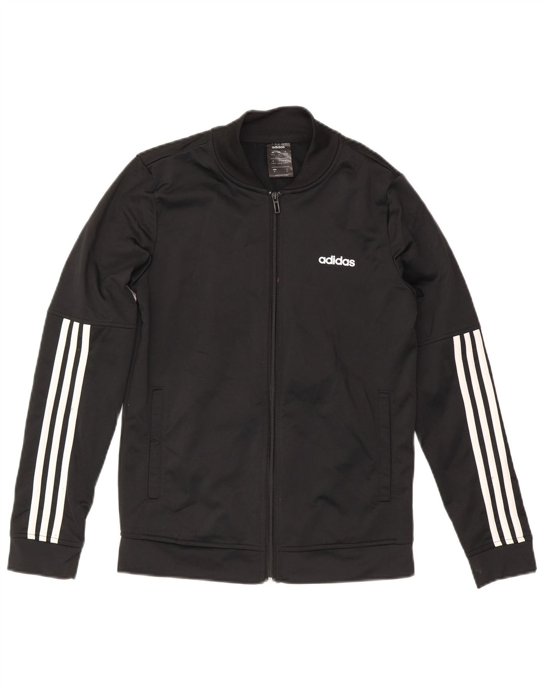 ADIDAS Womens Tracksuit Top Jacket UK 8/10 Small Black Polyester
