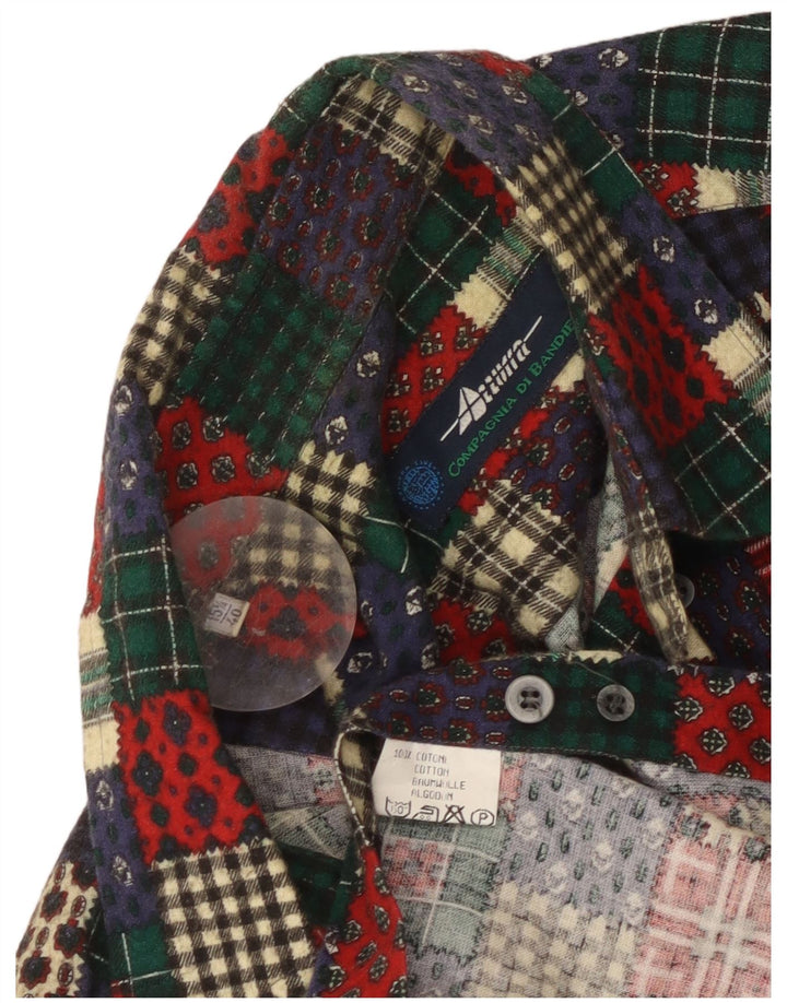Azzurra Mens Flannel Shirt Size 15 3/4 40 Medium Multicoloured Patchwork