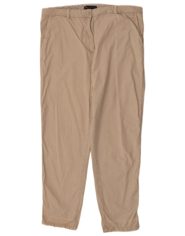 Marks & Spencer Womens High Waist Chino Trousers UK 16 Large W36 L30 Beige