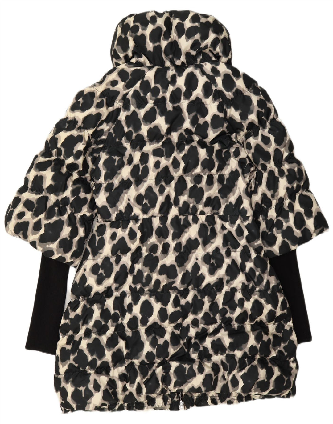 Karen Millen Womens Padded Coat UK 12 Medium Black Animal Print Polyester