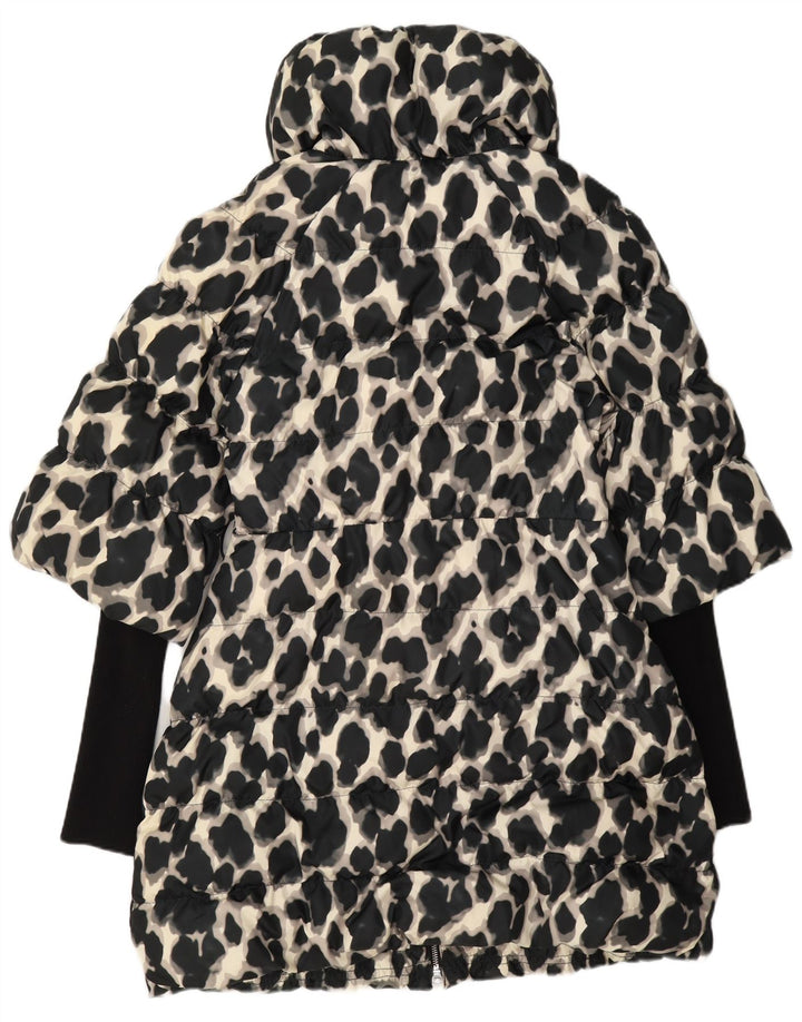 Karen Millen Womens Padded Coat UK 12 Medium Black Animal Print Polyester