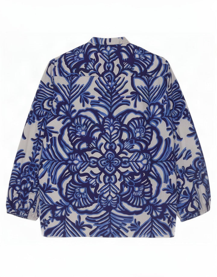 Zara Womens Blouse Top UK 16 Large Grey Floral