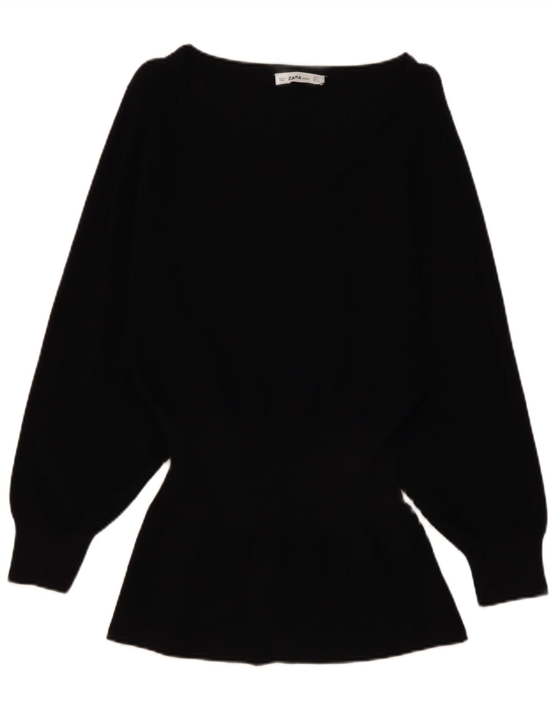 Zara Womens Top Long Sleeve UK 14 Large Black Viscose