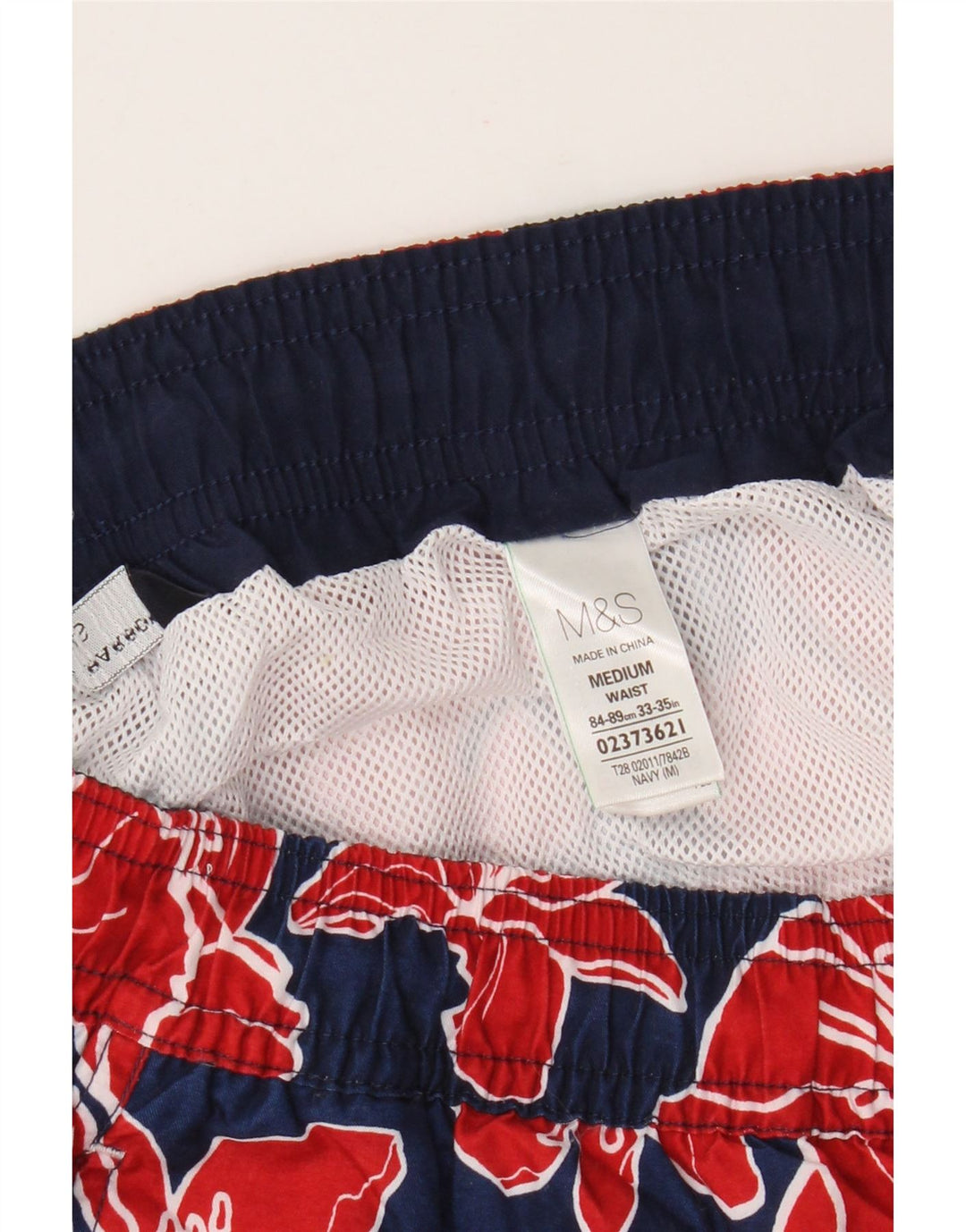 Marks & Spencer Mens Swimming Shorts Medium  Navy Blue Floral Polyester