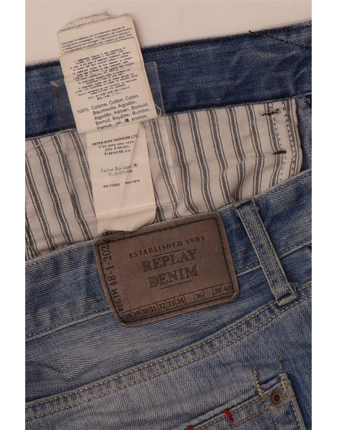Replay Mens Straight Jeans W34 L32 Blue Cotton
