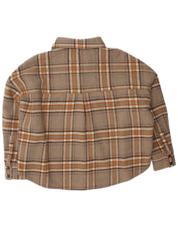 NATIVE YOUTH  Womens Oversized Flannel Shirt UK 14 Medium Beige Check