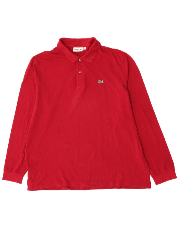 Lacoste Mens Long Sleeve Classic Fit Polo Shirt Size 8 3XL Burgundy Cotton