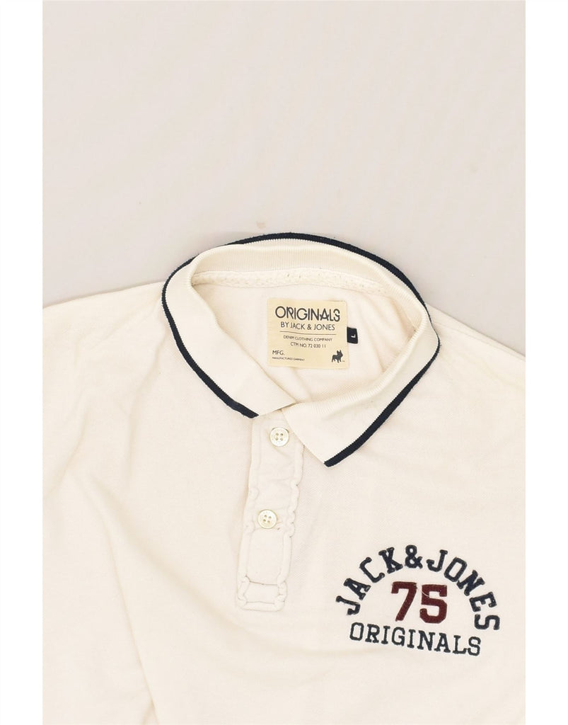 JACK & JONES Mens Polo Shirt Large White Cotton | Vintage Jack & Jones | Thrift | Second-Hand Jack & Jones | Used Clothing | Messina Hembry 