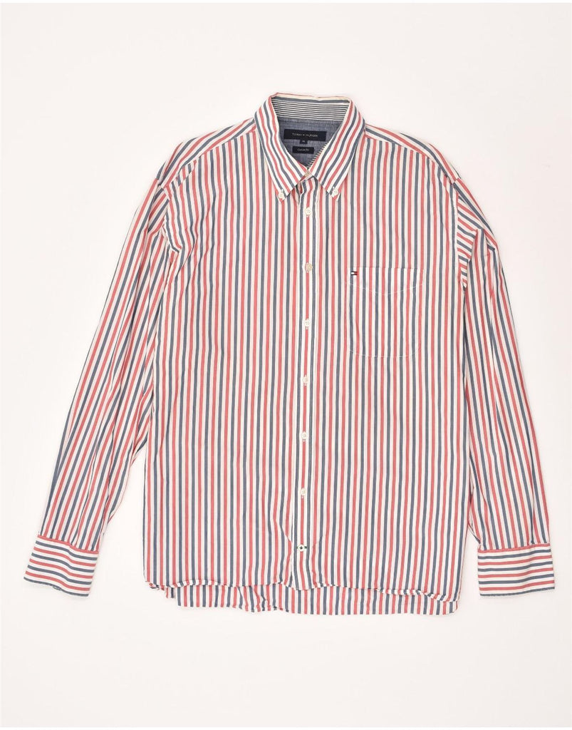 TOMMY HILFIGER Mens Custom Fit Shirt XL Red Striped Cotton | Vintage Tommy Hilfiger | Thrift | Second-Hand Tommy Hilfiger | Used Clothing | Messina Hembry 