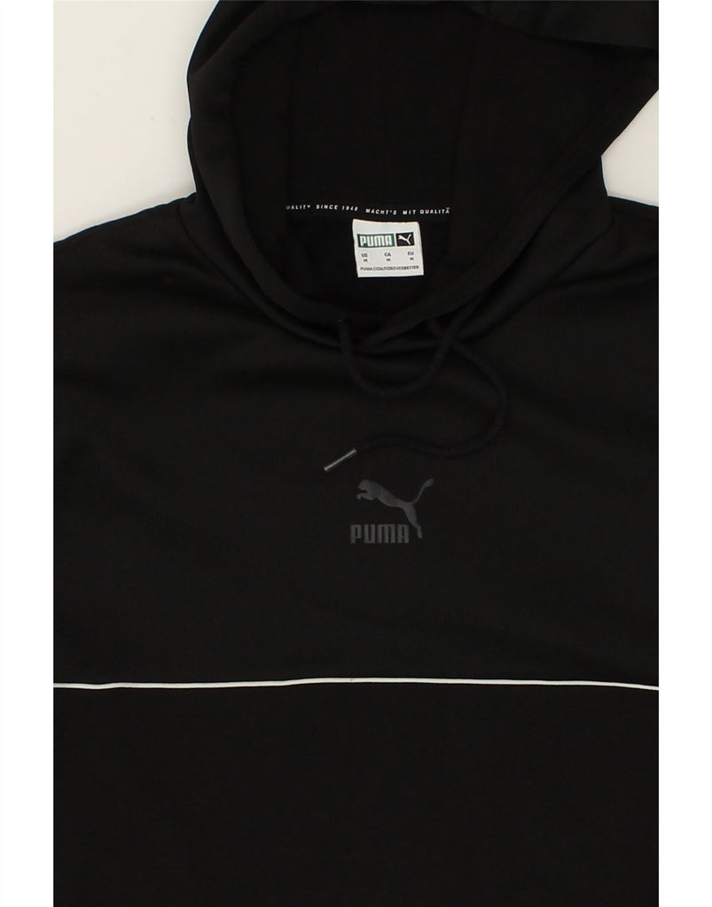 PUMA Mens Graphic Hoodie Jumper Medium Black Cotton | Vintage Puma | Thrift | Second-Hand Puma | Used Clothing | Messina Hembry 
