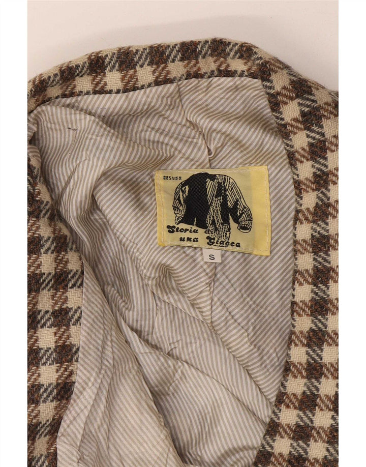 Moda Dossier Mens 1 Button Blazer Jacket UK 36 Small Brown Check