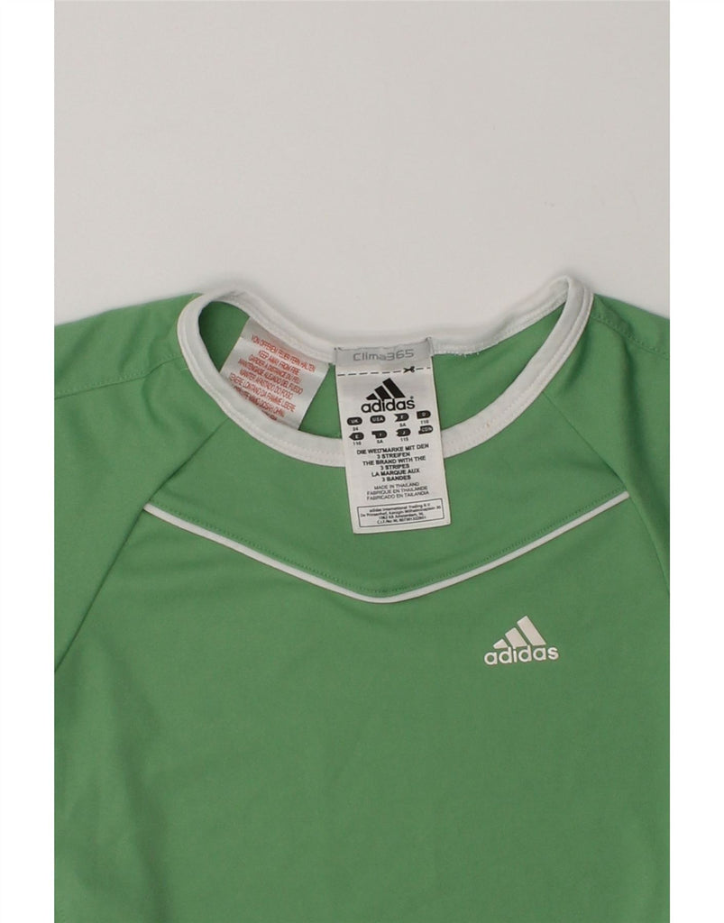 ADIDAS Girls Clima 365 T-Shirt Top 4-5 Years XS Green Polyester | Vintage Adidas | Thrift | Second-Hand Adidas | Used Clothing | Messina Hembry 