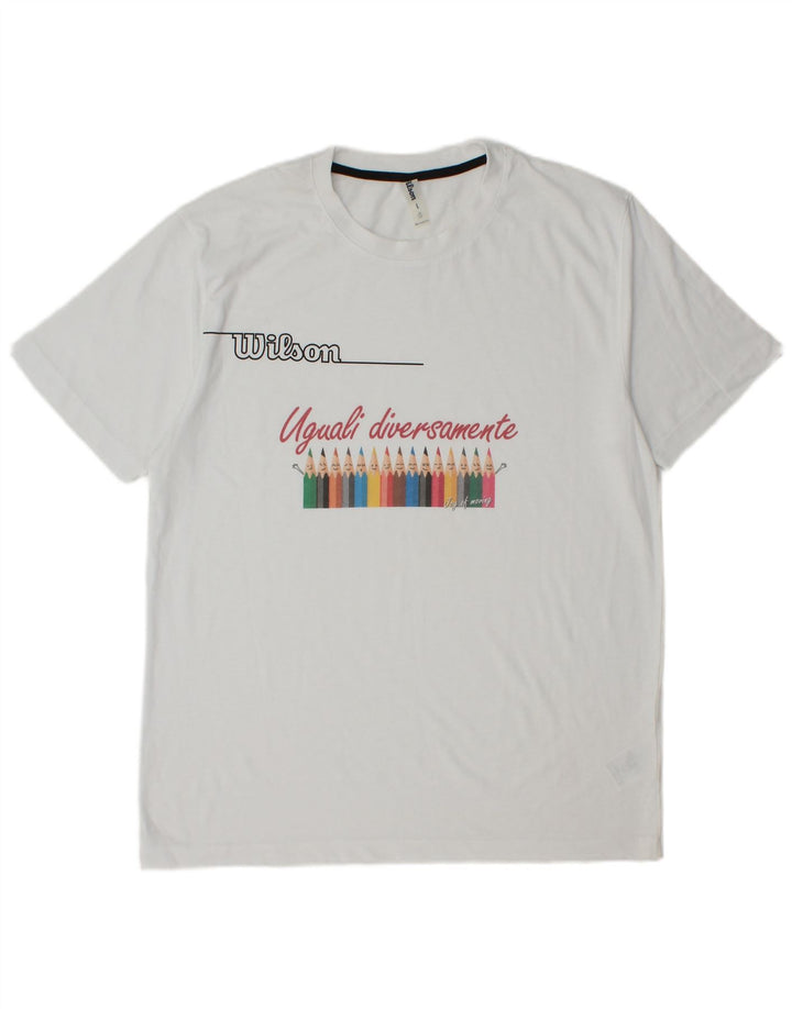Wilson Mens Graphic T-Shirt Top Large White Polyester