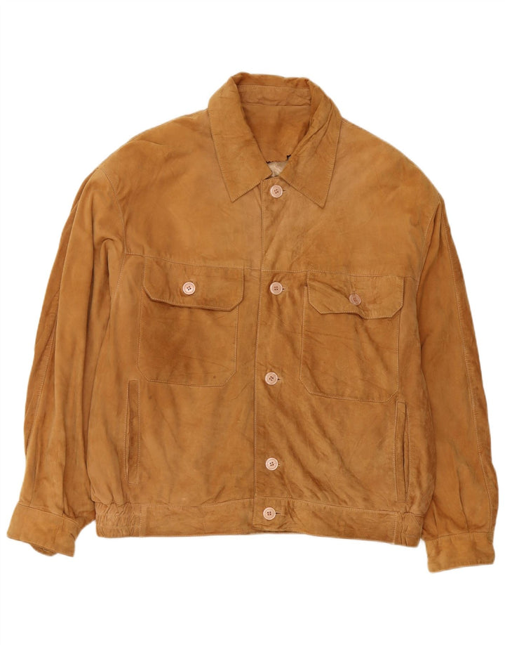 Vintage Mens Suede Jacket EU 54 XL Beige Leather
