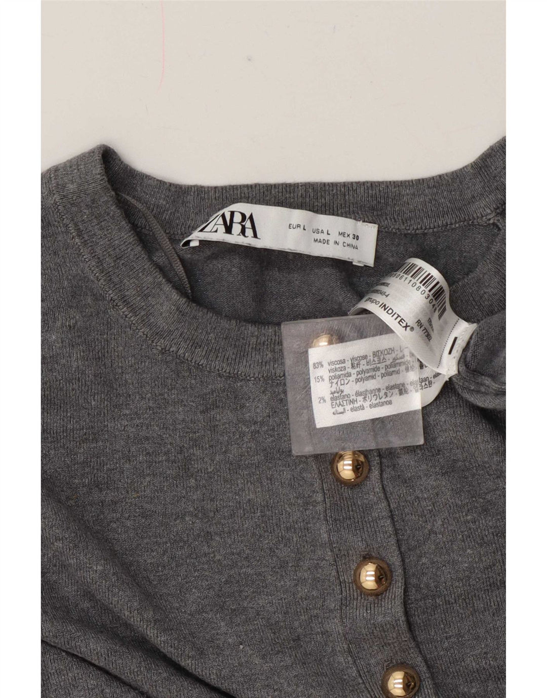 Zara Womens Cardigan Sweater UK 14 Large Grey Viscose Classic