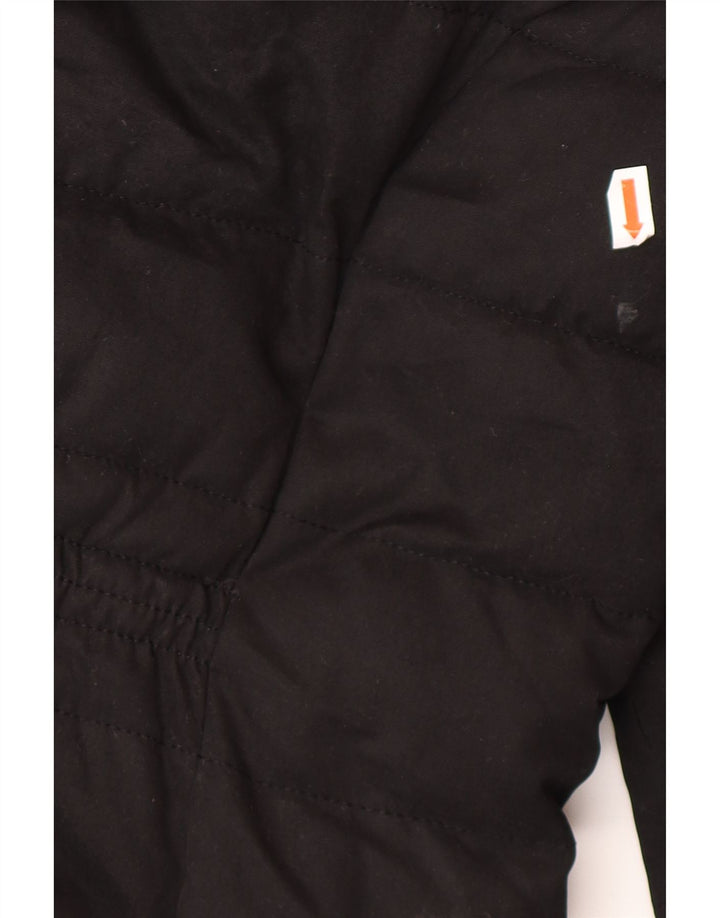 Superdry Womens Padded Hooded Duffle Jacket UK 12 Medium Black Polyester