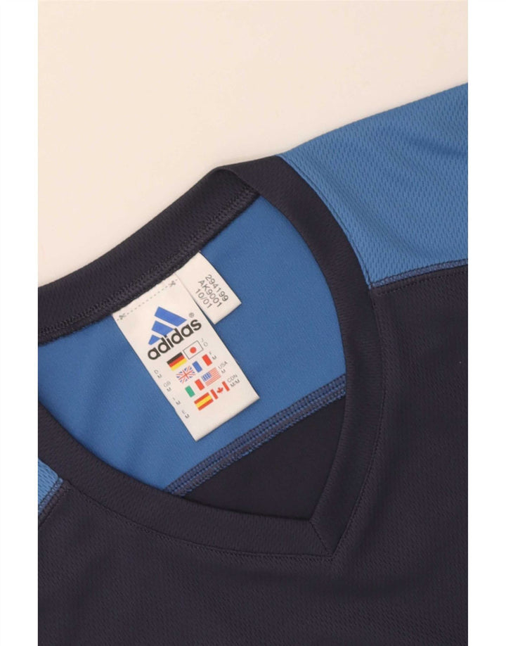 Adidas Mens Climalite Graphic Top Long Sleeve Medium Navy Blue Colourblock