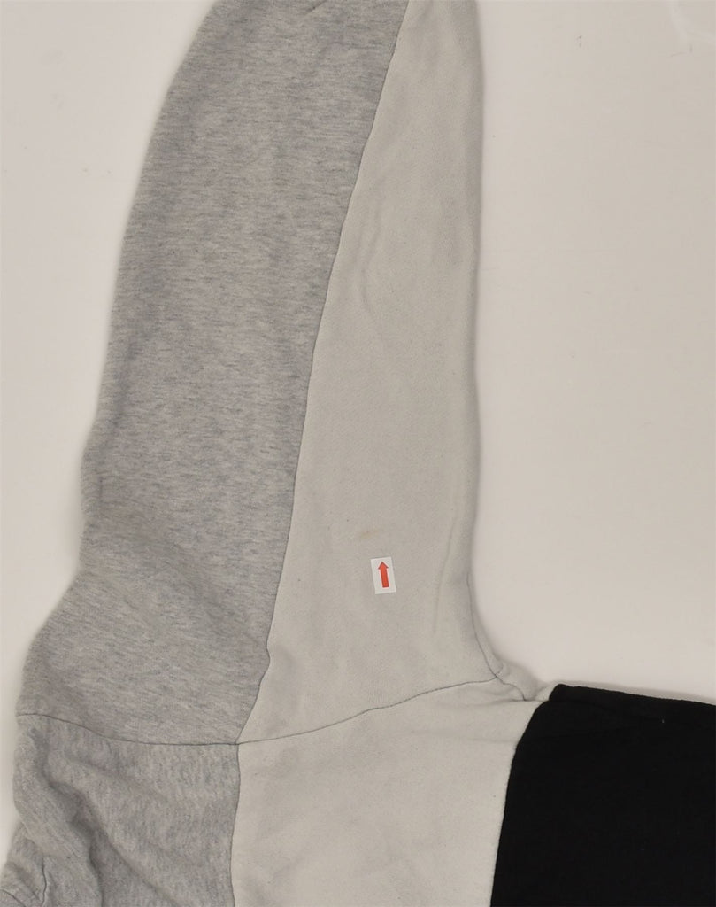 FILA Mens Graphic Hoodie Jumper Medium Grey Colourblock Cotton | Vintage Fila | Thrift | Second-Hand Fila | Used Clothing | Messina Hembry 