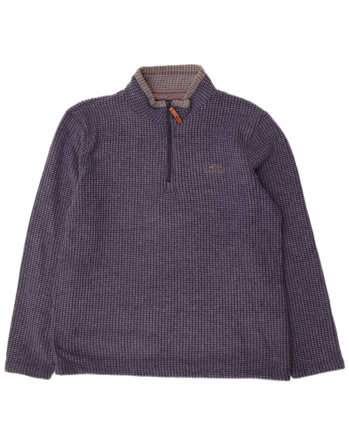 Weird Fish Mens Zip Neck Sweatshirt Jumper Large Navy Blue Polyester