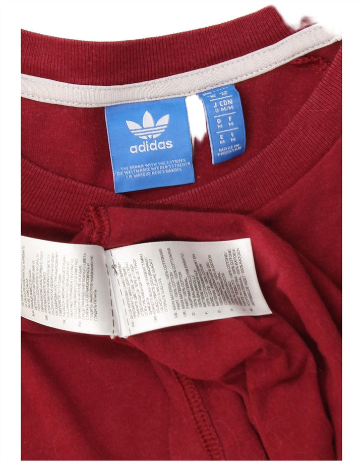 Adidas Mens T-Shirt Top Medium Burgundy Cotton