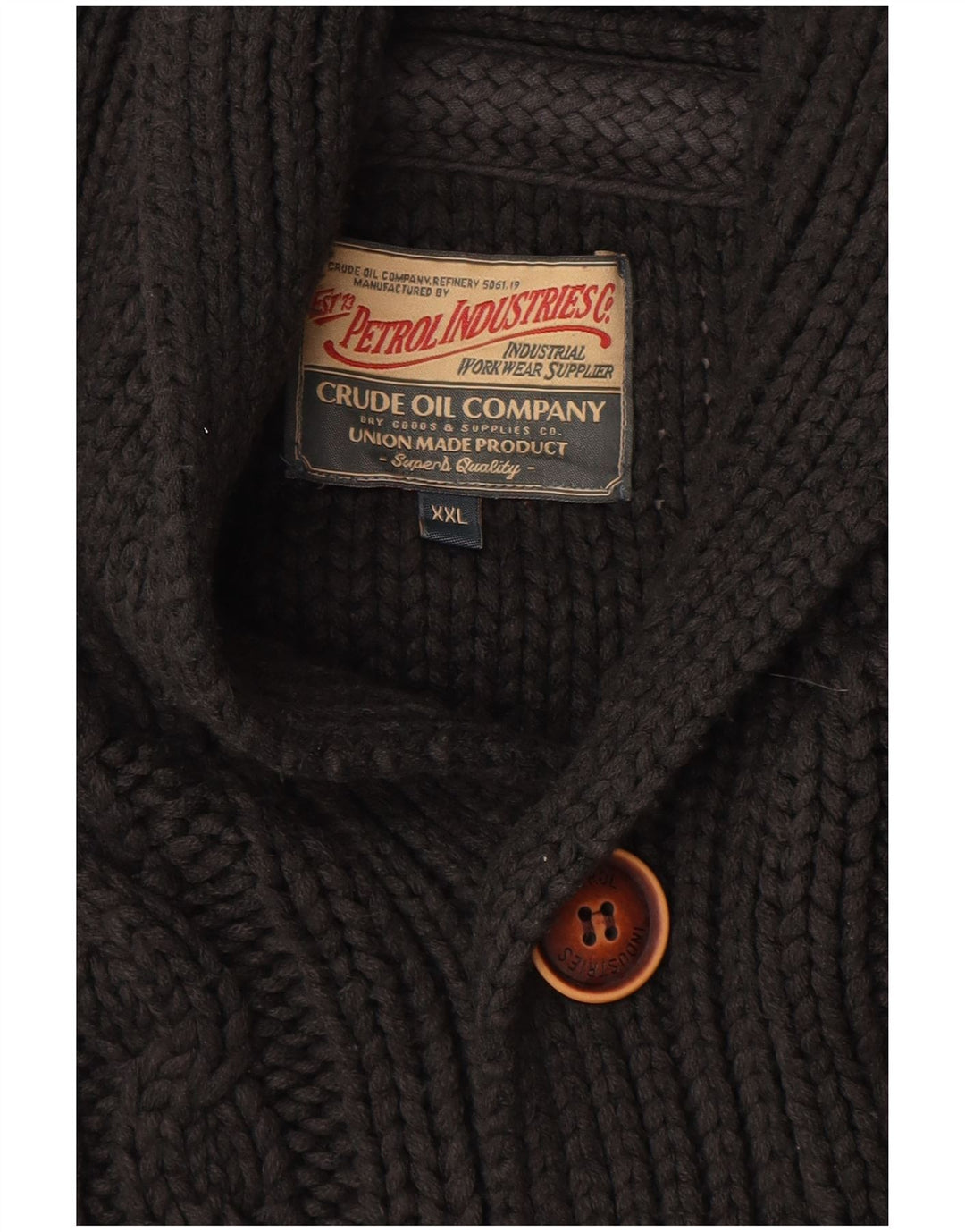 Petrol Industries Mens Cardigan Sweater 2XL Grey Acrylic