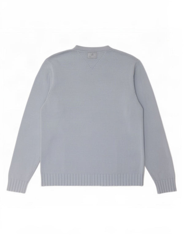 Tommy Hilfiger Mens V-Neck Jumper Sweater Medium Blue Cotton