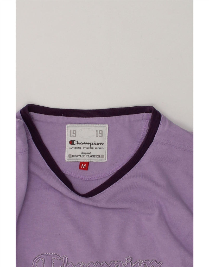 CHAMPION Girls Graphic Top Long Sleeve 10-11 Years Medium Purple Cotton | Vintage Champion | Thrift | Second-Hand Champion | Used Clothing | Messina Hembry 