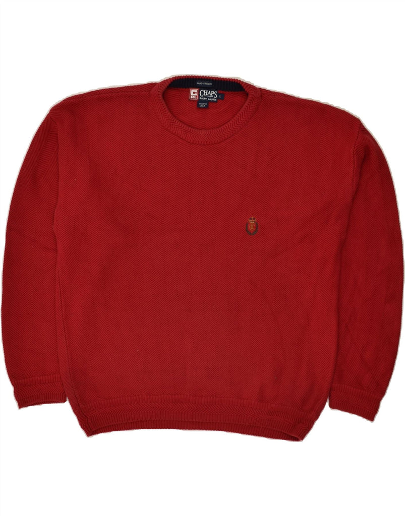 CHAPS RALPH LAUREN Mens Crew Neck Jumper Sweater Large Red Cotton | Vintage Chaps Ralph Lauren | Thrift | Second-Hand Chaps Ralph Lauren | Used Clothing | Messina Hembry 